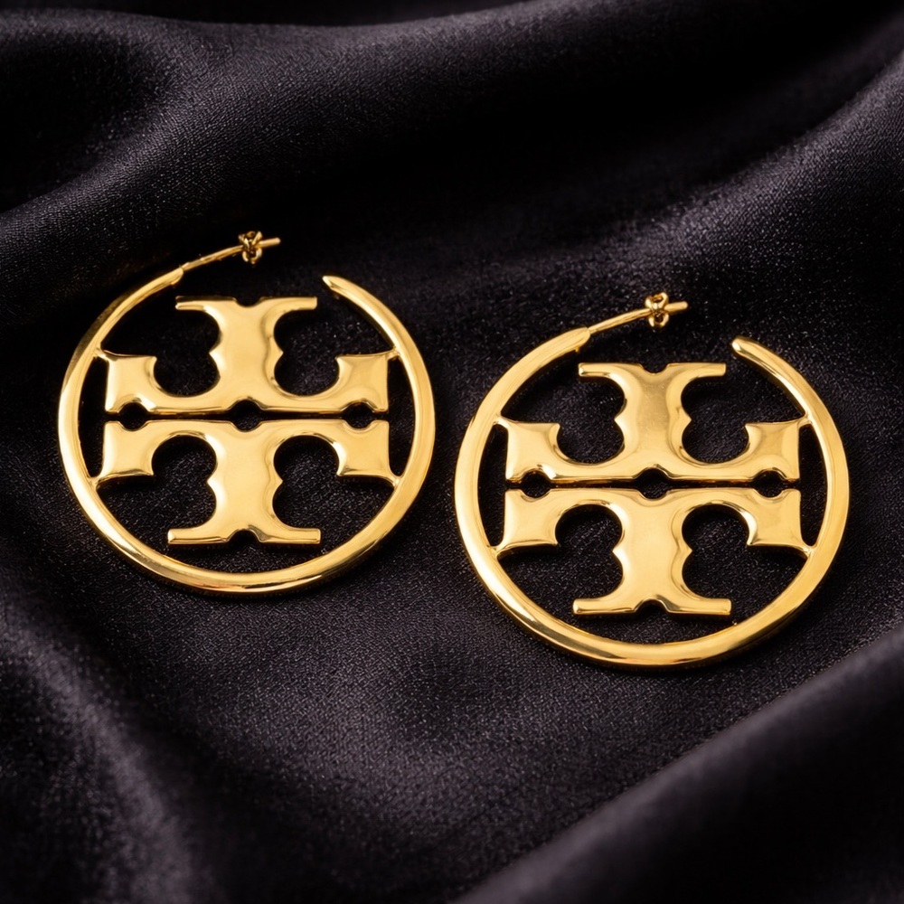 Gold Logo Hoop Earrings – Women Jewelry Earrings